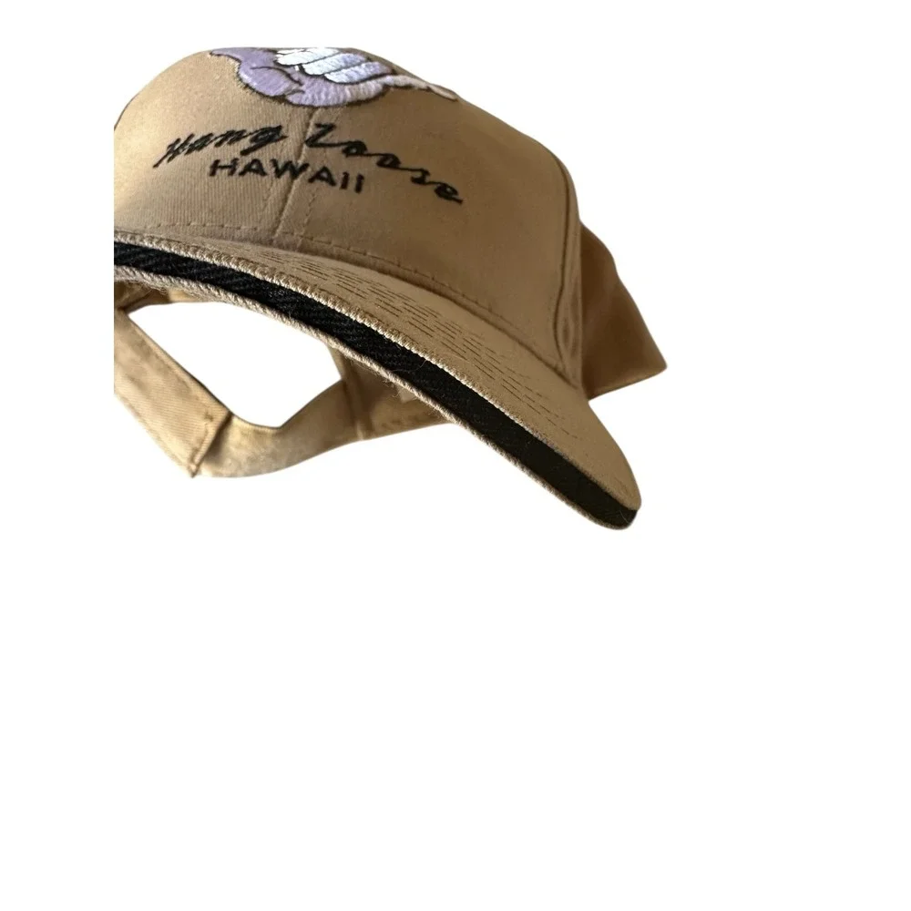 Hang Loose Hawaii Dad Hat Cap Strapback Beige Canvas Embroidered‎ Surf Aloha EUC